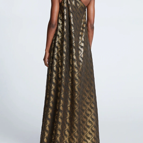 Halston Heritage black& gold dress with elegant Patterns.Ideal for special event - Picture 3 of 14